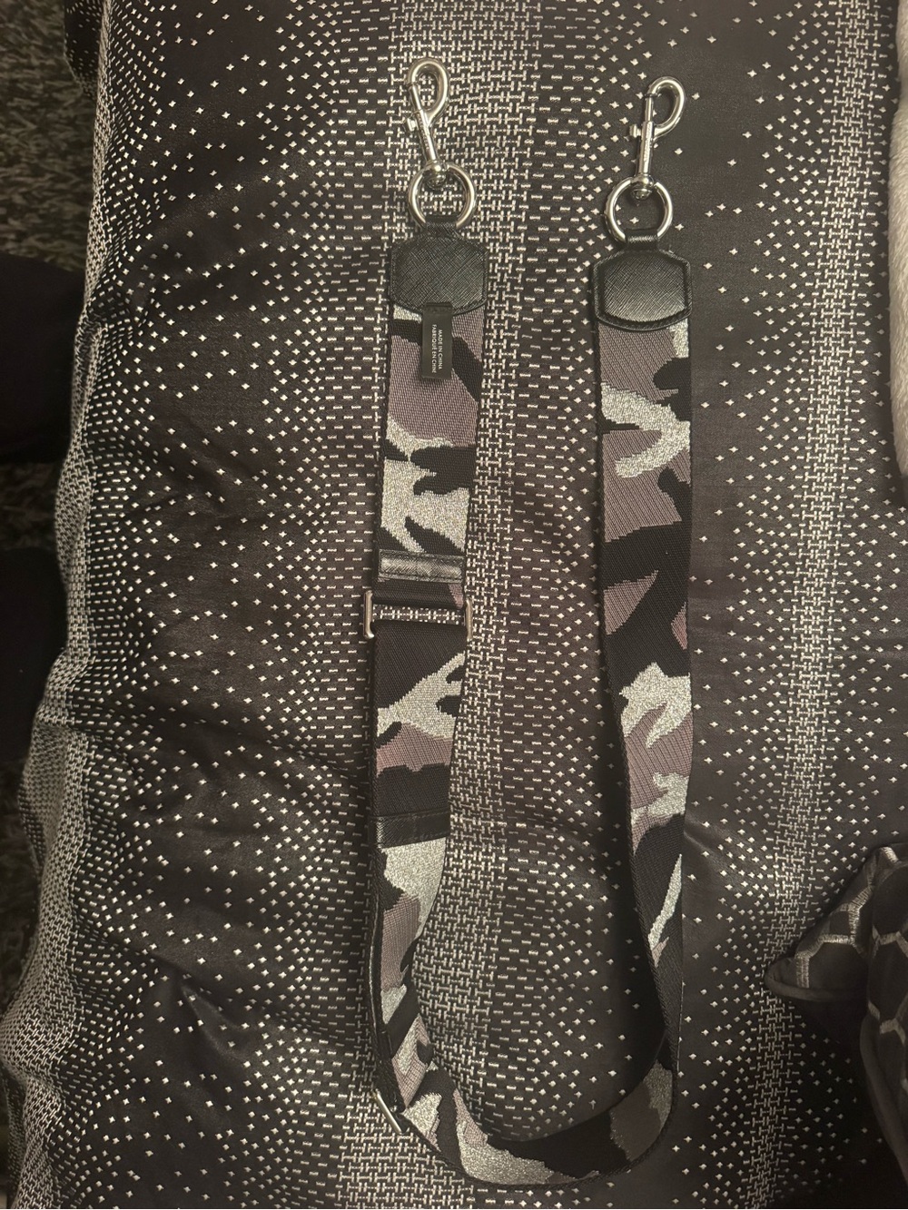 Marc Jacobs Camouflage Webbing Tote Strap — Black & Gray